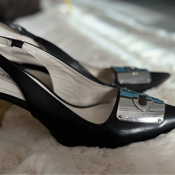 Coach Black Heels with Gold Interior - Picture 1 of 9